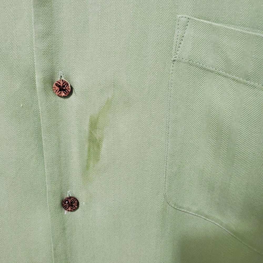 Tommy Bahama Silk button down shirt short sleeve green - Picture 4 of 7